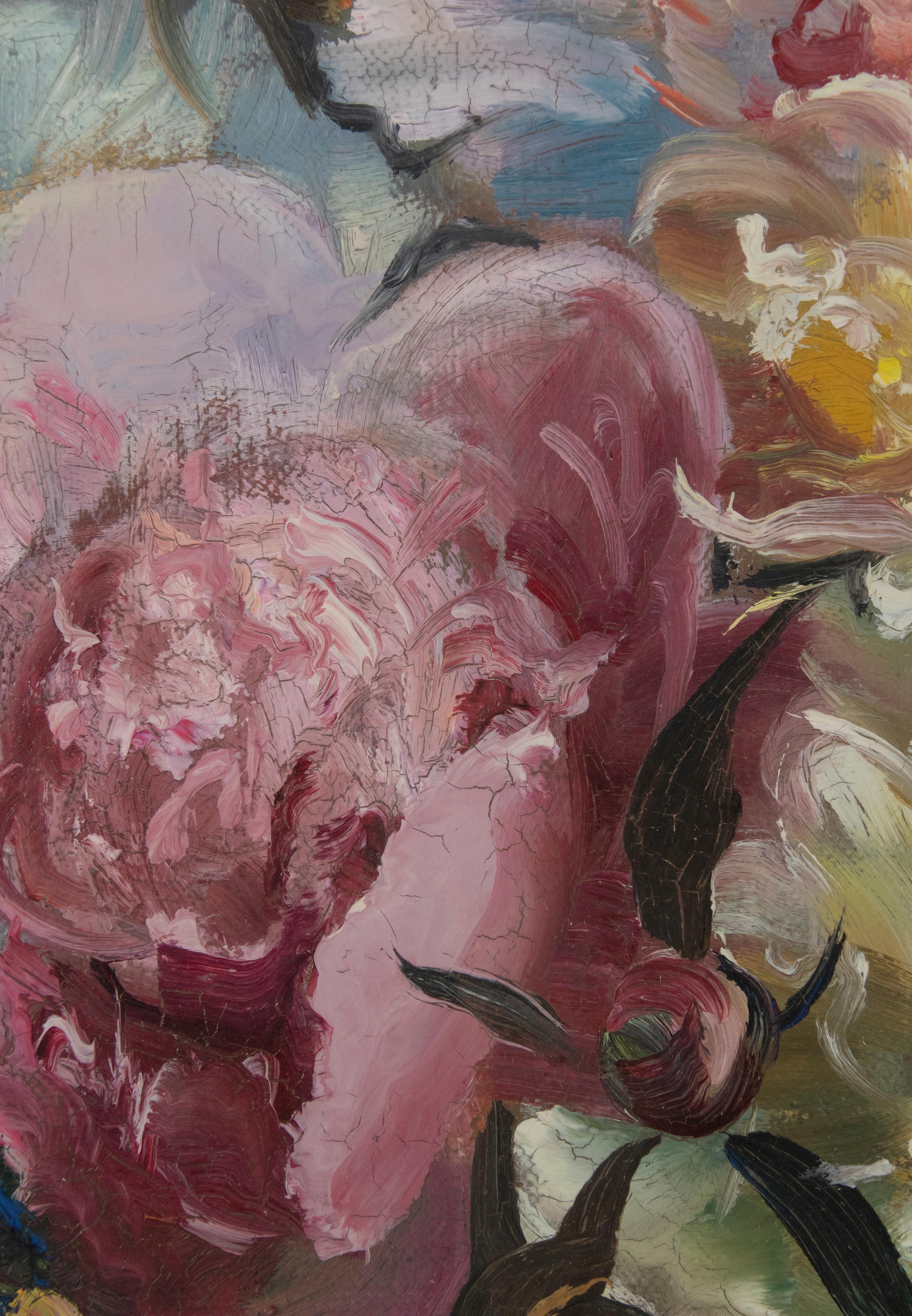 Pittura a olio su tela dei primi del Novecento, stile di vita floreale, firmata in vendita 6