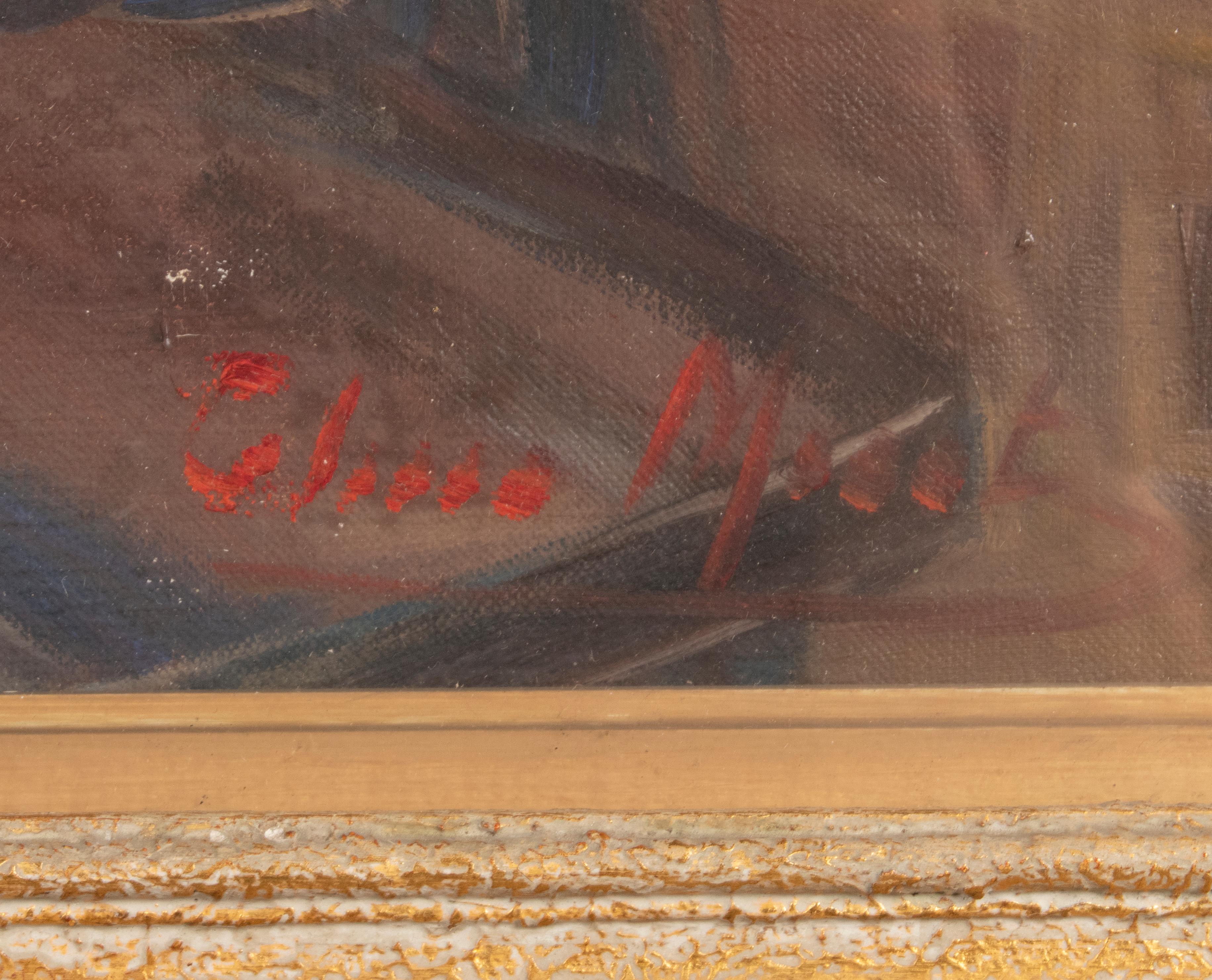 Belga Pittura a olio su tela dei primi del Novecento, stile di vita floreale, firmata in vendita