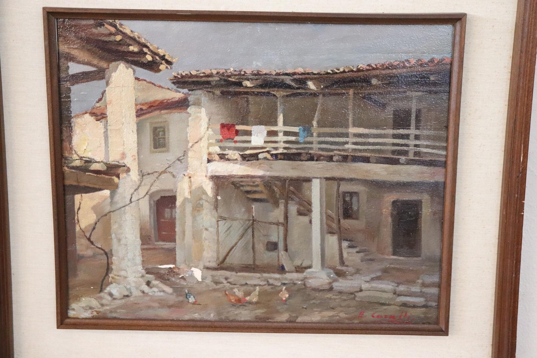 Beautiful oil painting on canvas 1930s. A splendid italian farmhouse. Signed, not recognized artist. Perfect for collectors who love italian landscapes. Excellent pictorial quality. Sold with wooden frame.