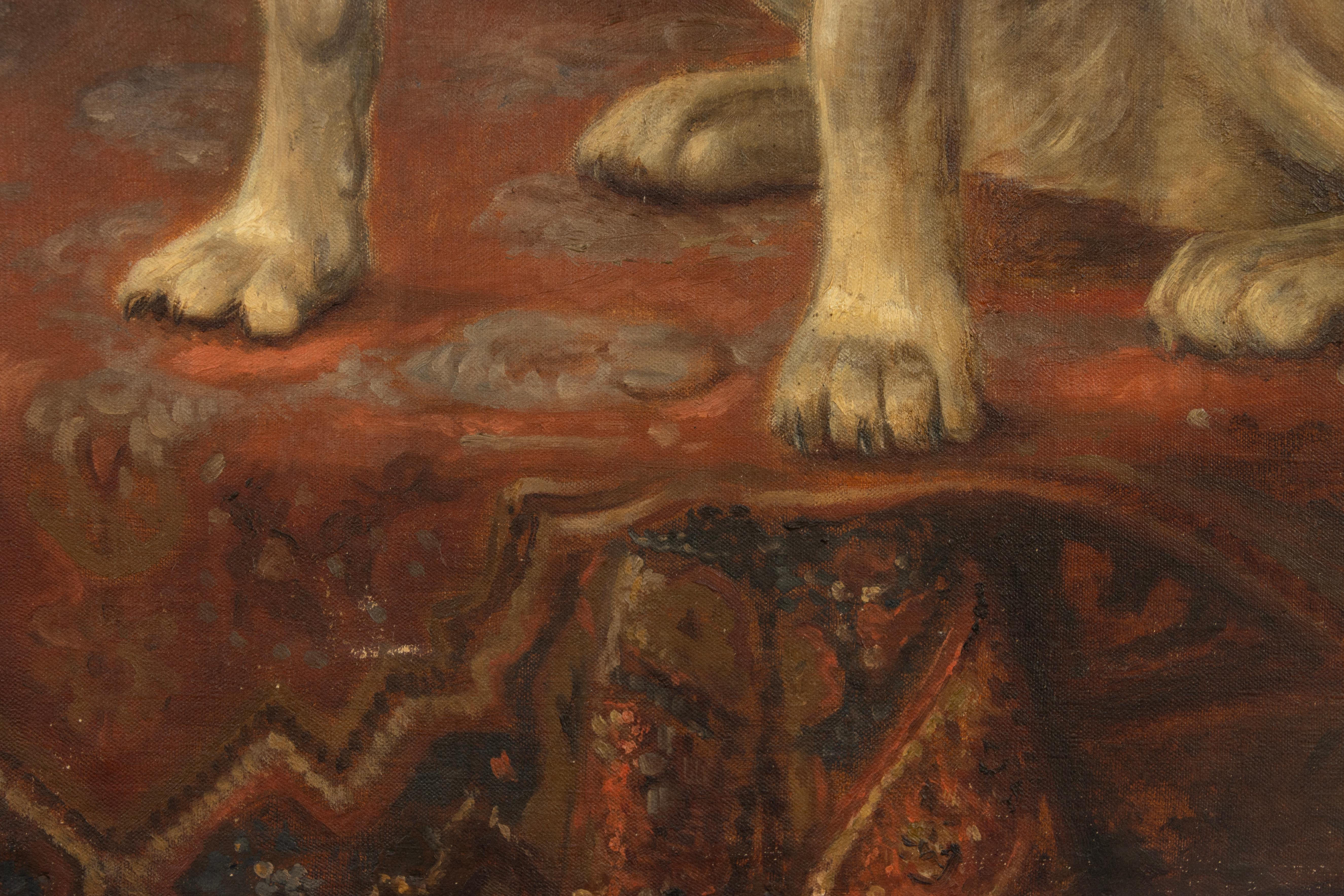 Early 20th Century Oil Painting - Portrait of a Dog 6