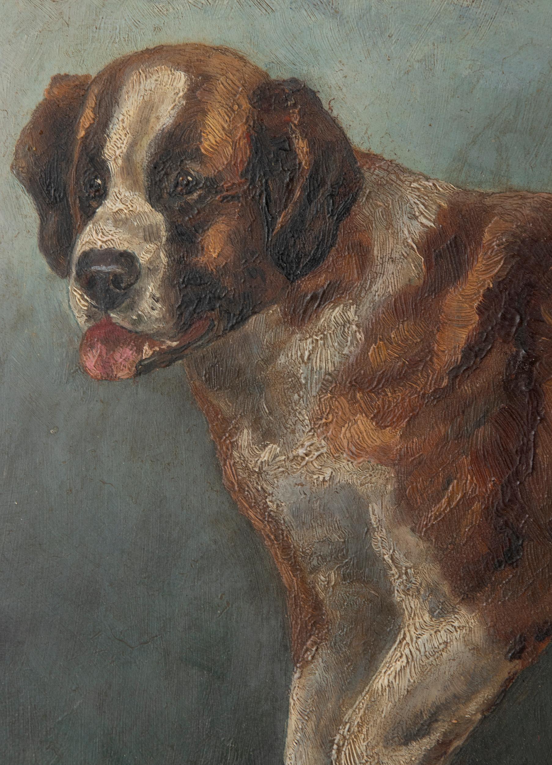 Early 20th Century Oil Painting St Bernard Dog, Hedwig Grünzweig 4
