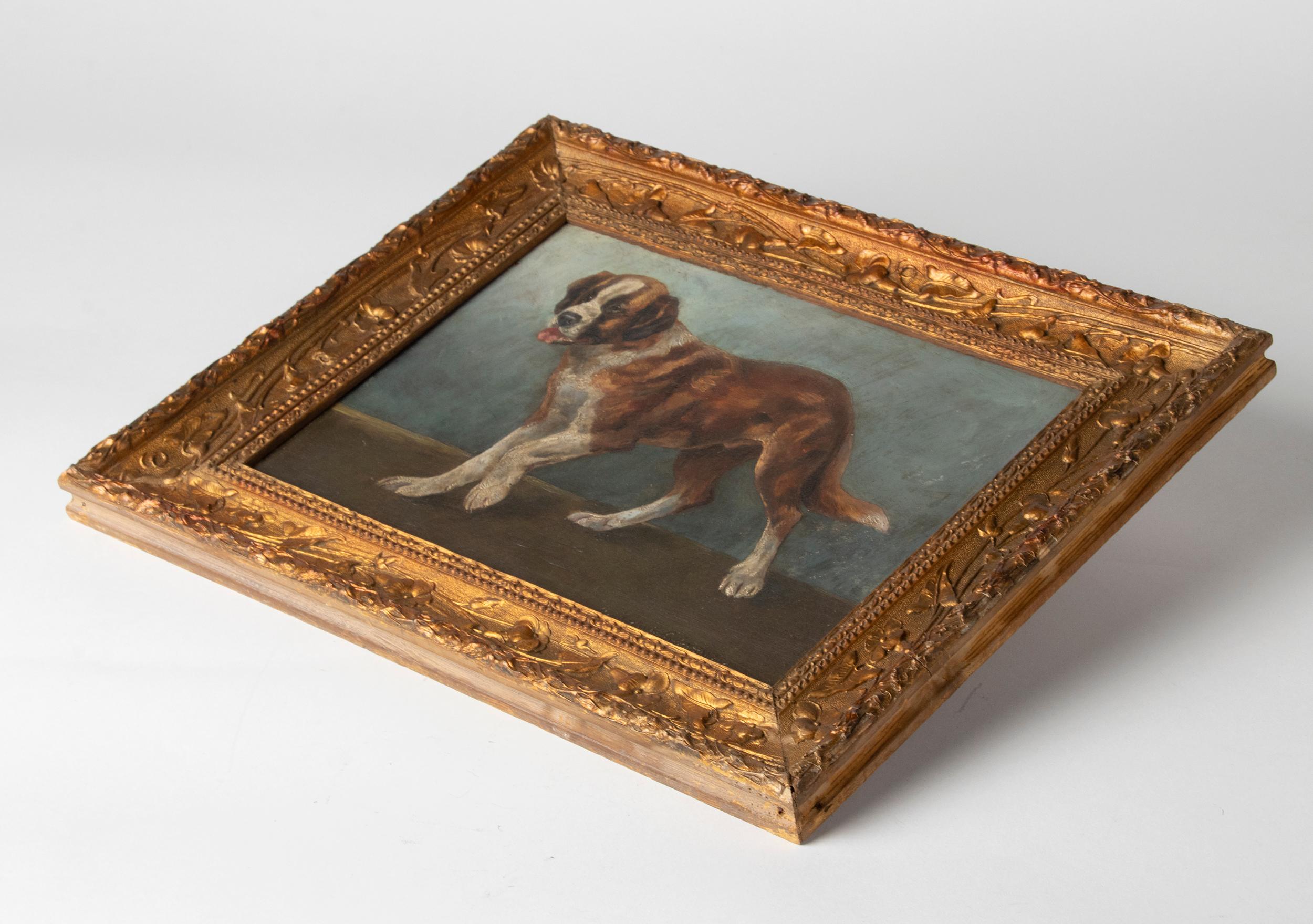 Early 20th Century Oil Painting St Bernard Dog, Hedwig Grünzweig 5