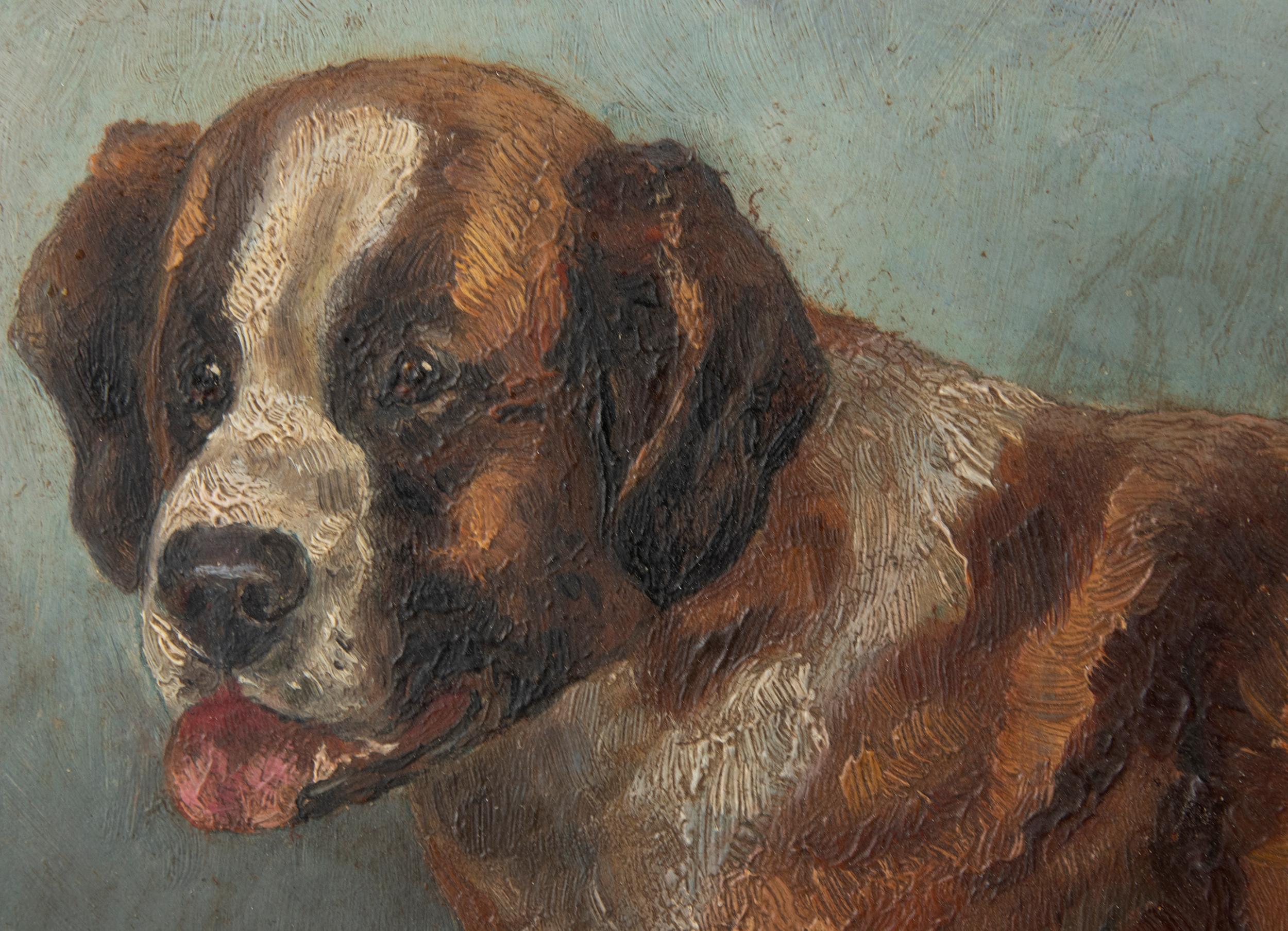 Early 20th Century Oil Painting St Bernard Dog, Hedwig Grünzweig 6