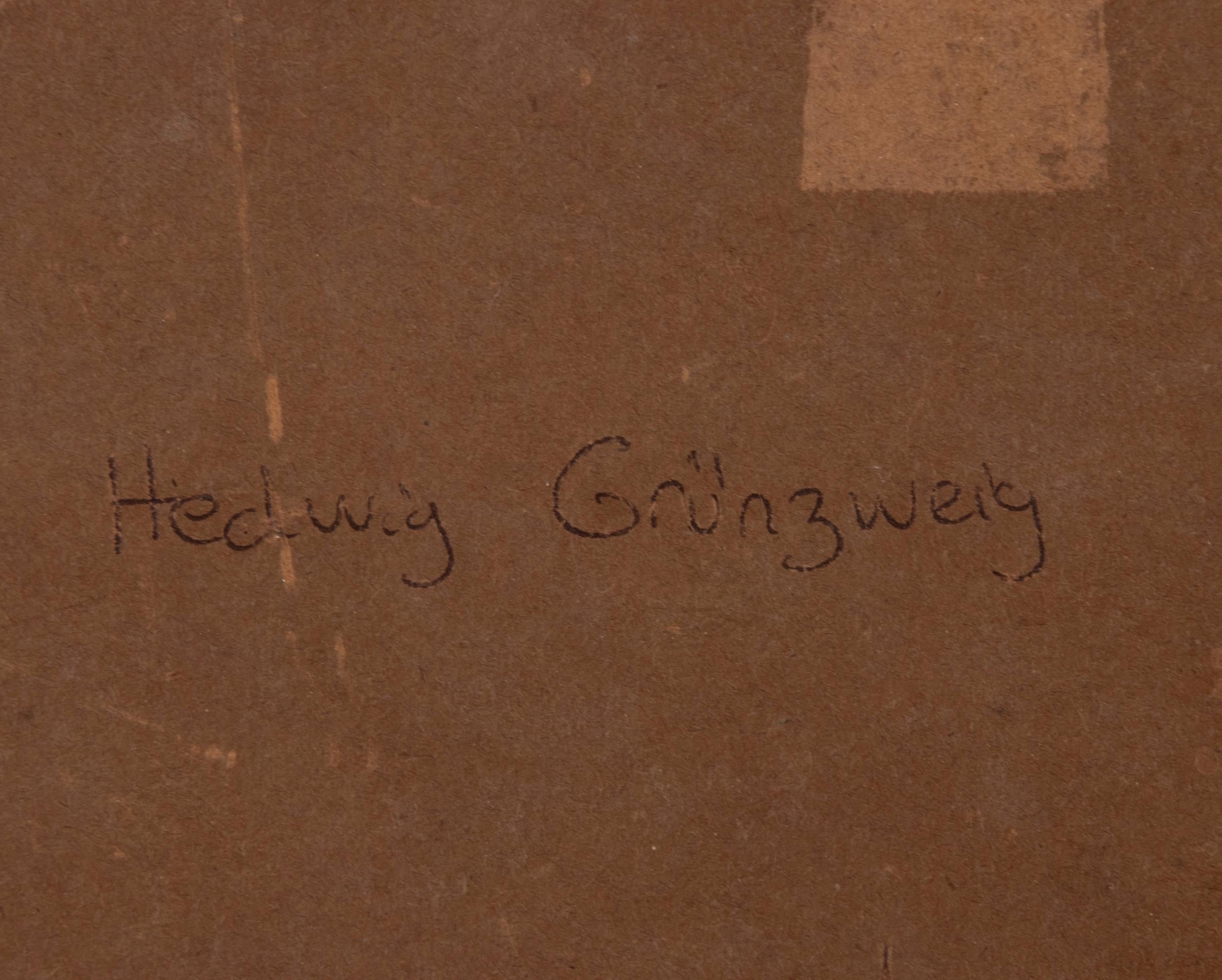 Early 20th Century Oil Painting St Bernard Dog, Hedwig Grünzweig 11
