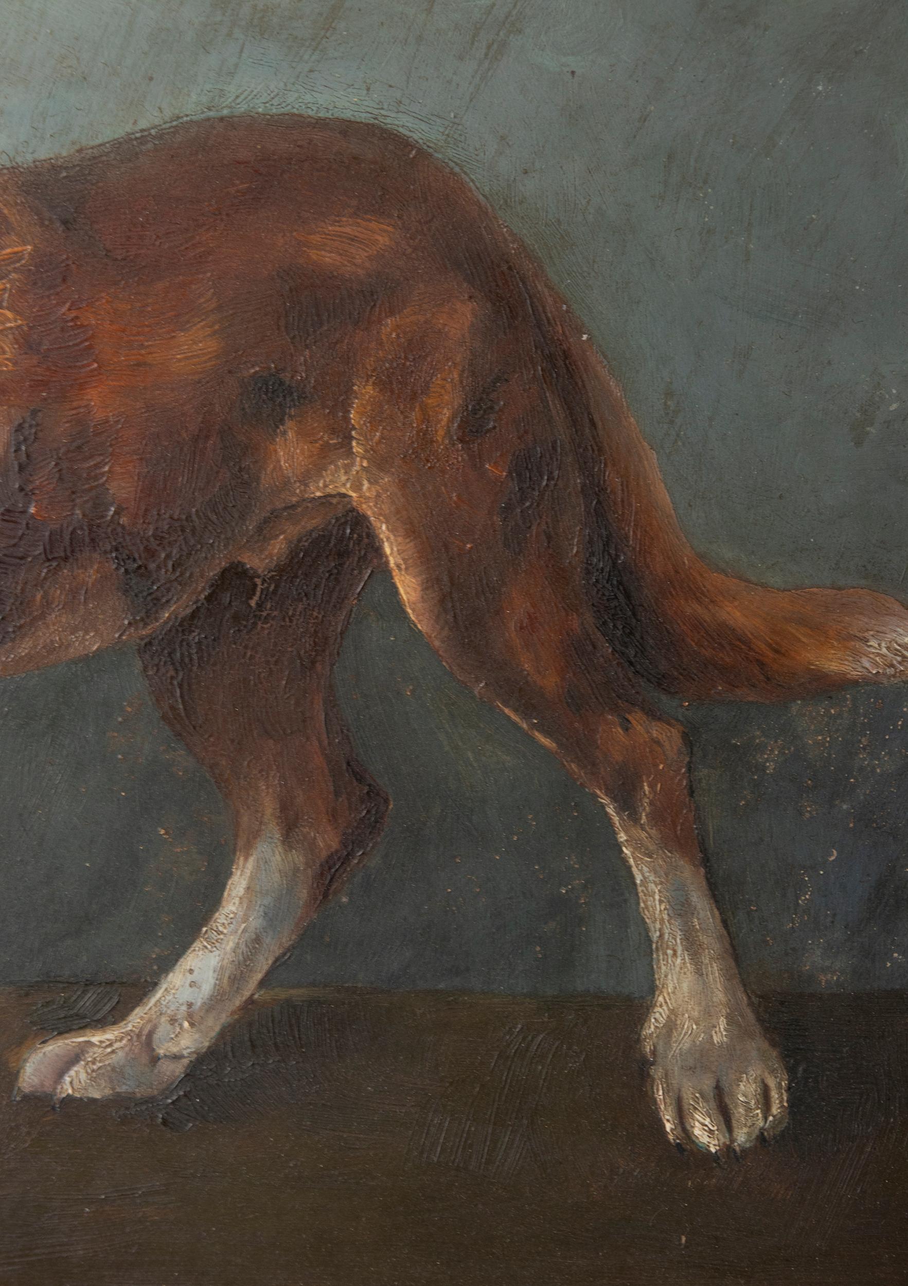 Gesso Early 20th Century Oil Painting St Bernard Dog, Hedwig Grünzweig