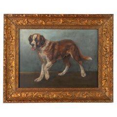Early 20th Century Oil Painting St Bernard Dog, Hedwig Grünzweig