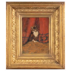 Early 20th Century Oil Painting Young Cat/Kitten by Léonard