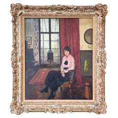 Early 20th Century Oil Portrait of a Young Lady, Dated 1914