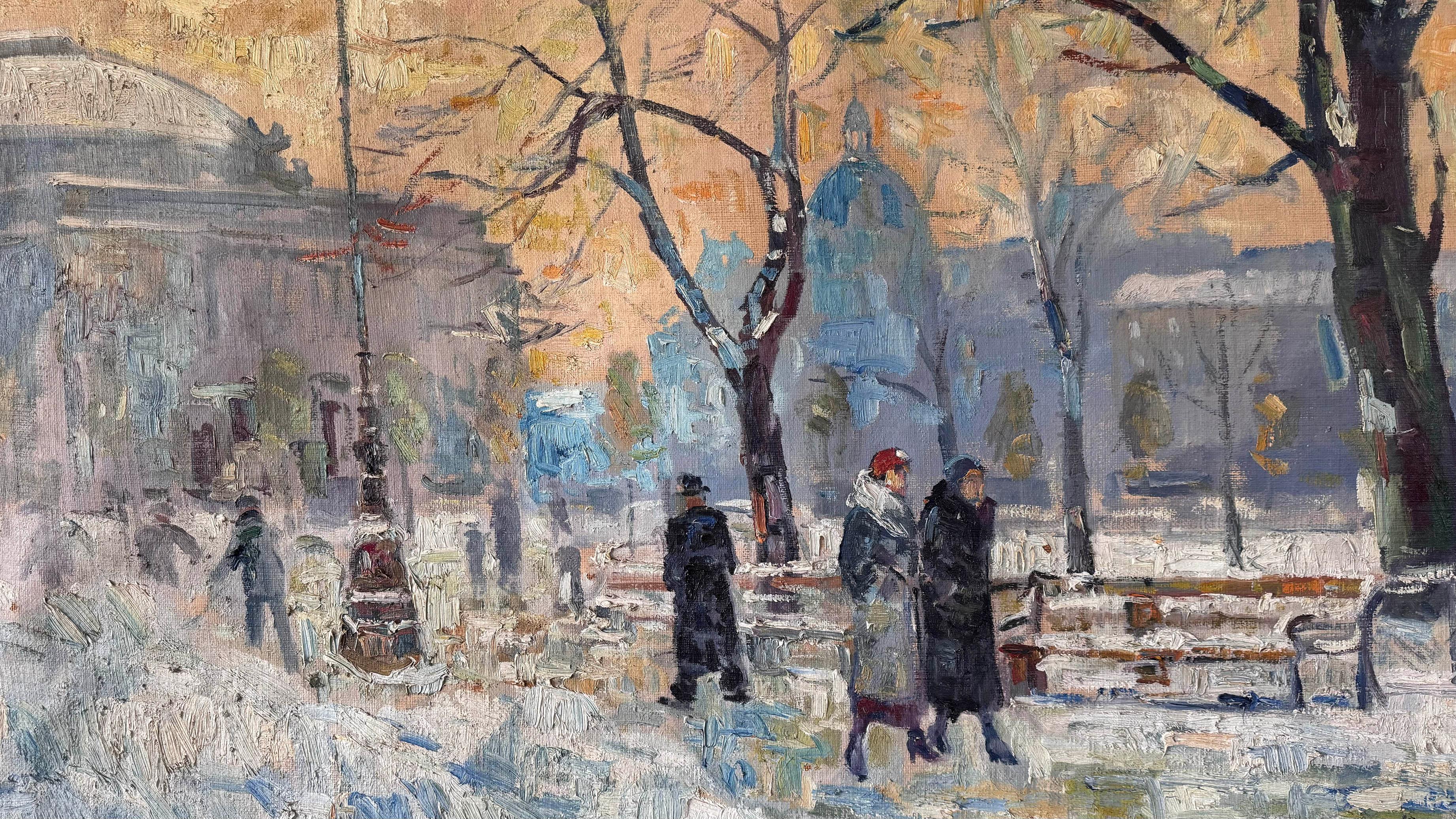 Early 20th Century Oil 'Winter in Paris' Painting Bon état - En vente à Cirencester, GB