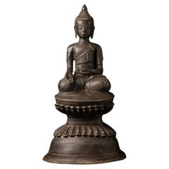 Début du 20e siècle Statue de Bouddha en bronze ancien de Birmanie