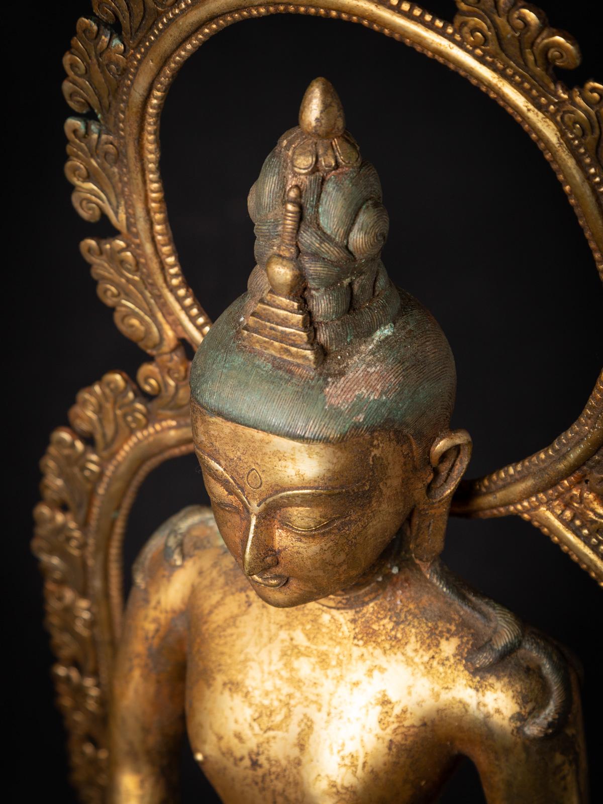 Alte Bronze Nepali Bodhisattva Padmapani Lok aus dem frühen 20. Jahrhundert – OriginalBuddhas im Angebot 14