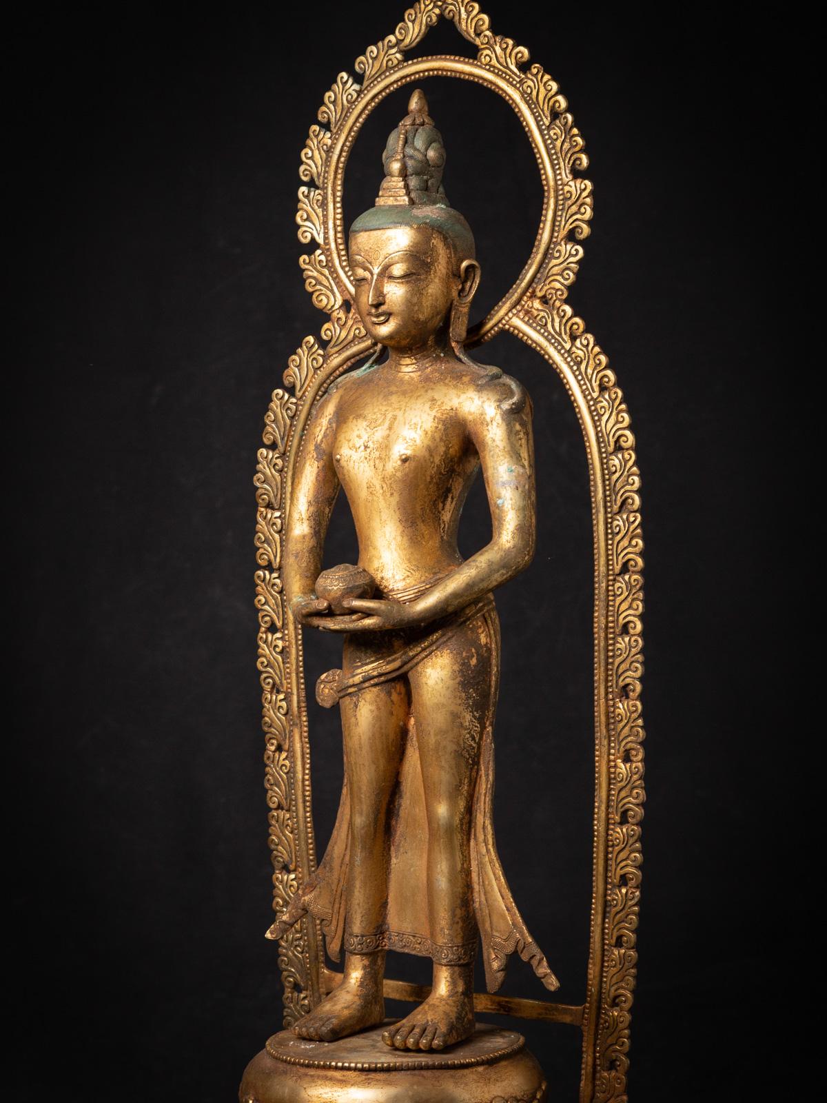 Nepalese Early 20th century Old bronze Nepali Bodhisattva Padmapani Lok - OriginalBuddhas For Sale