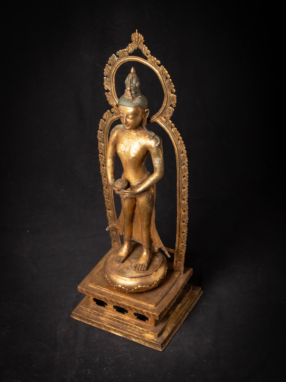 Alte Bronze Nepali Bodhisattva Padmapani Lok aus dem frühen 20. Jahrhundert – OriginalBuddhas im Angebot 1