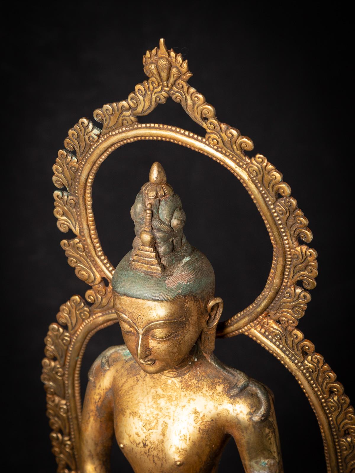 Bronze Early 20th century Old bronze Nepali Bodhisattva Padmapani Lok - OriginalBuddhas For Sale