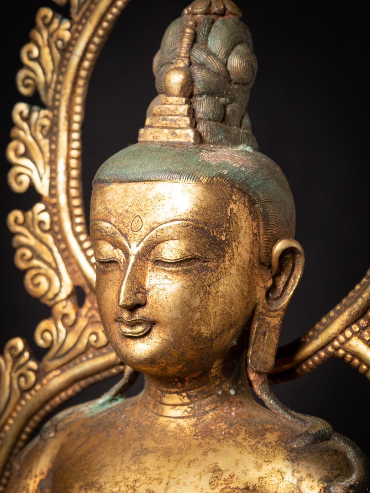 Alte Bronze Nepali Bodhisattva Padmapani Lok aus dem frühen 20. Jahrhundert – OriginalBuddhas im Angebot 3