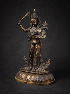 Early 20th century Old bronze Nepali Manjushri statue