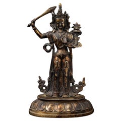 Early 20th century Old bronze Nepali Manjushri statue