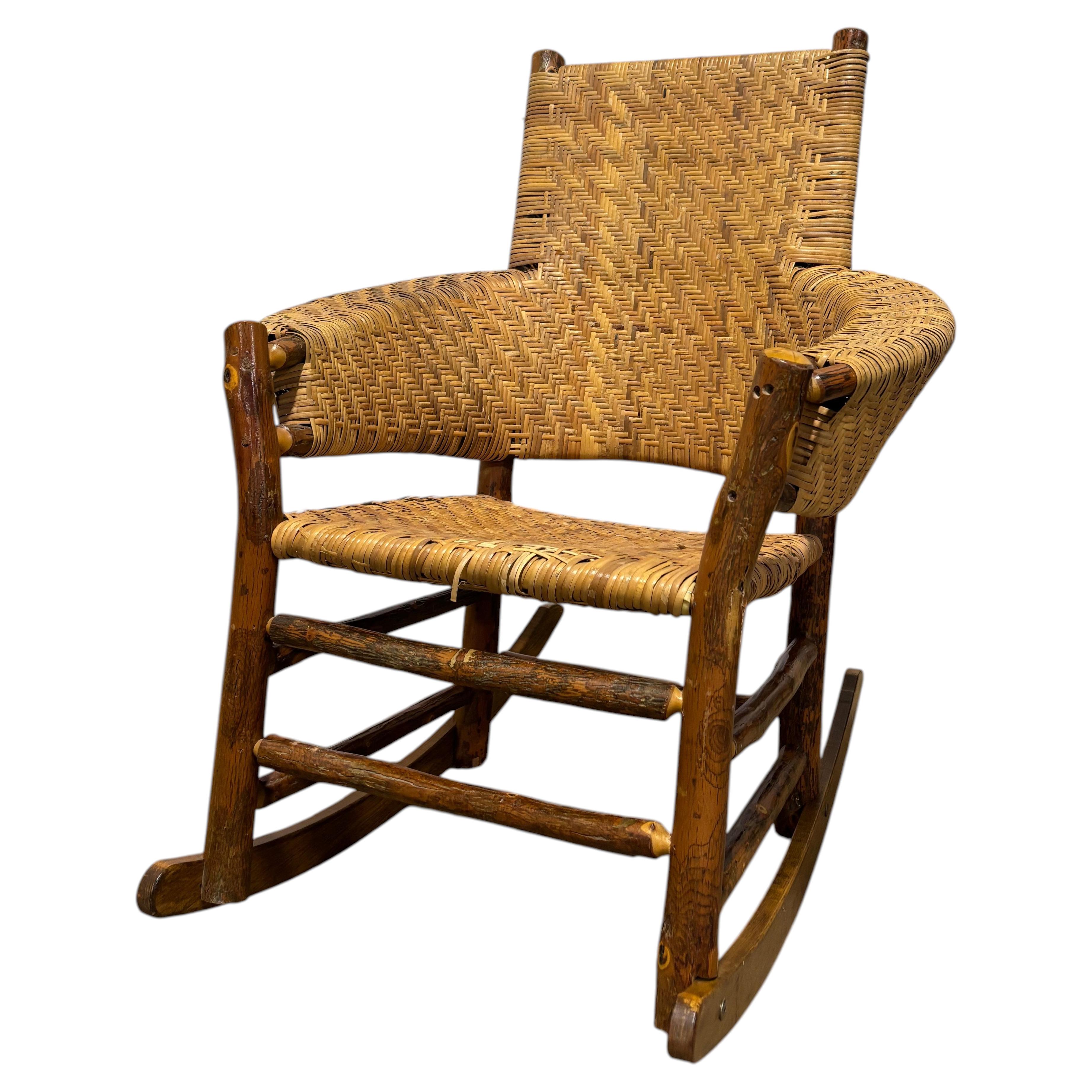Early 20th Century Old Hickory Adirondack Style Rocking Chair For Sale
