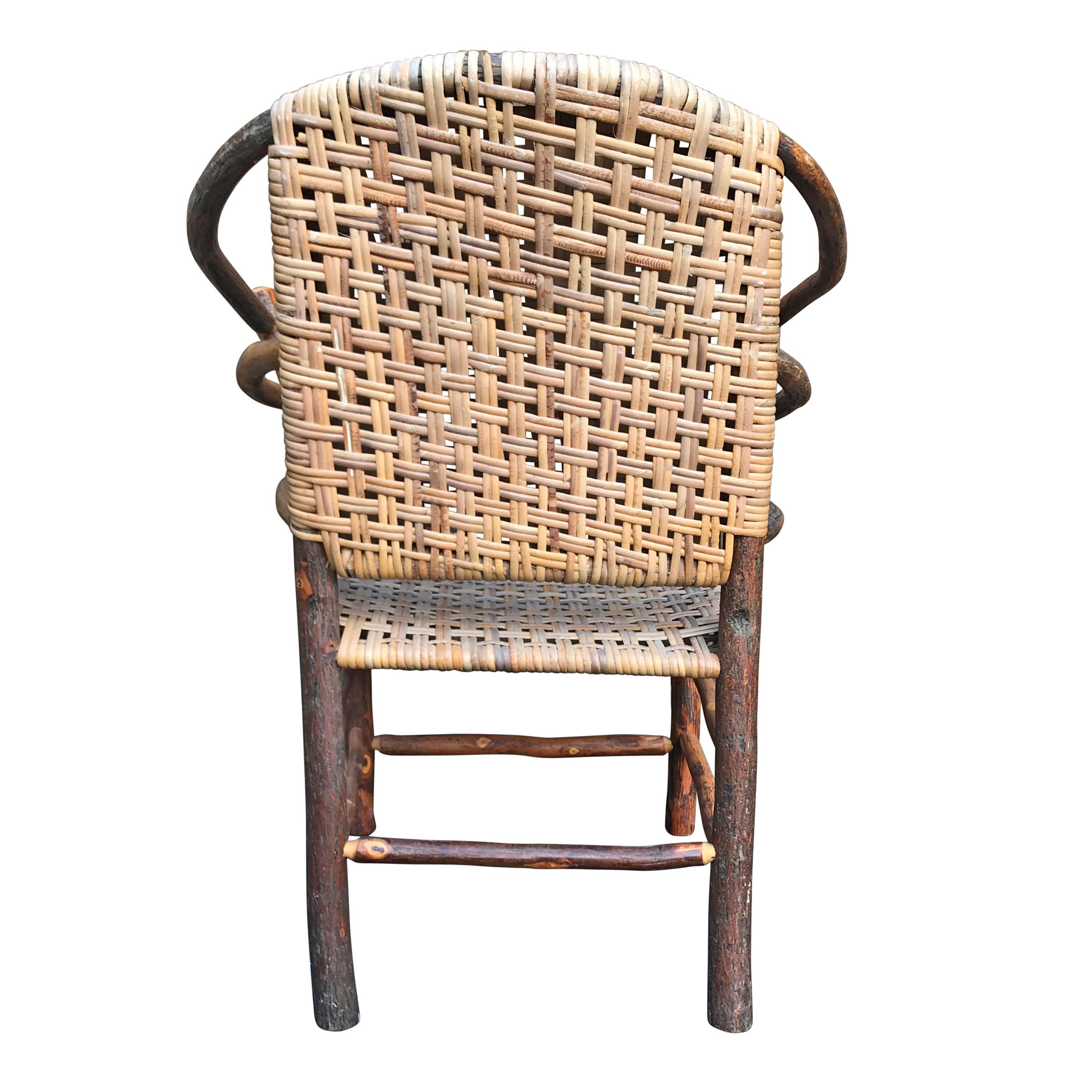 American Early 20th Century Old Hickory Barrel-Back Armchair