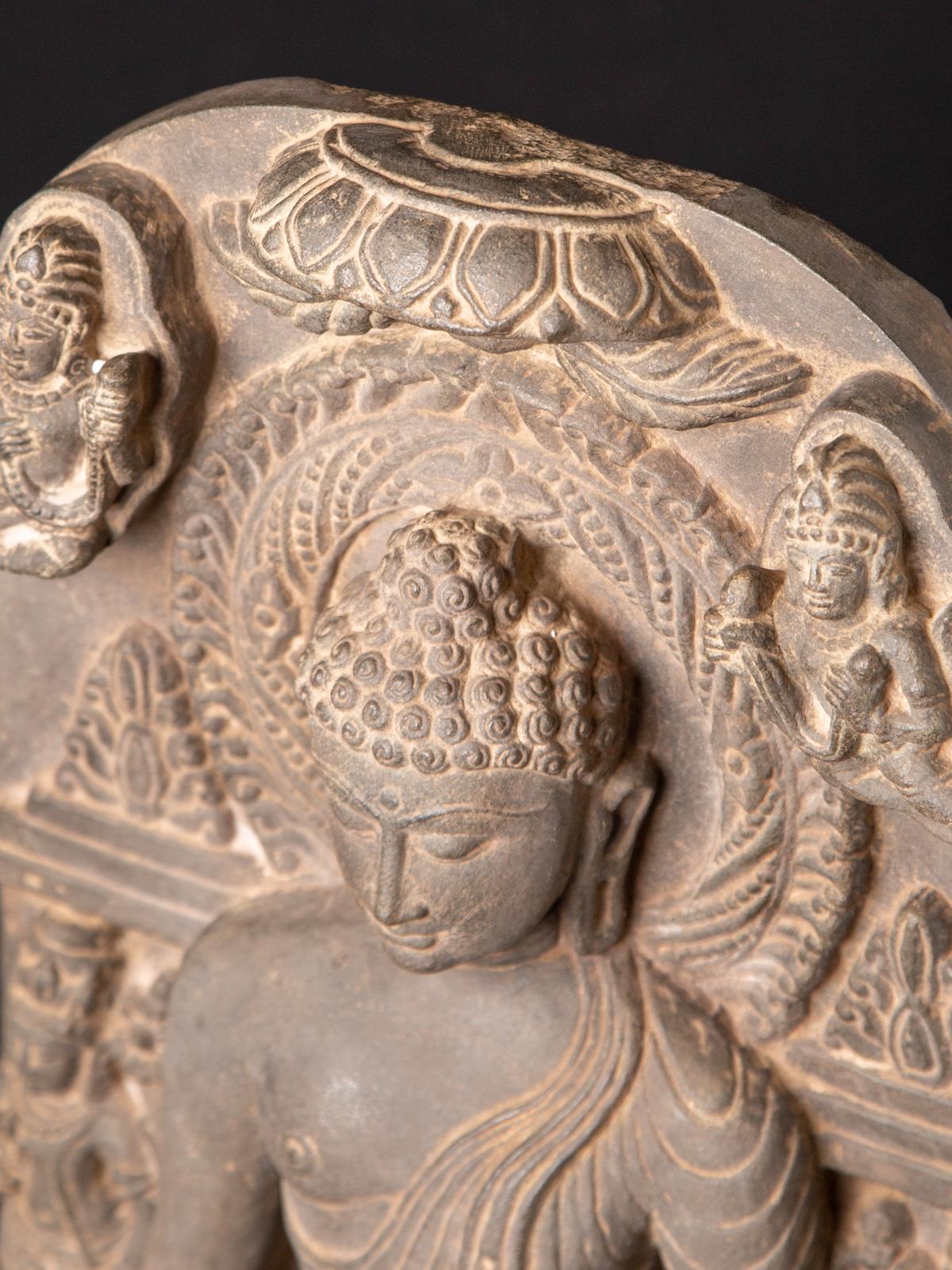 Early 20th century old Indian stone Buddha panel in Pala style  5