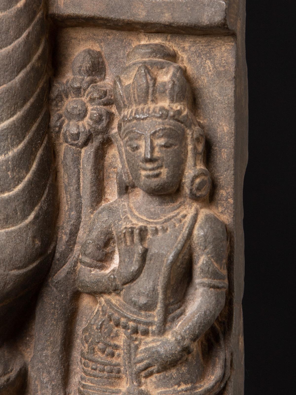 Early 20th century old Indian stone Buddha panel in Pala style  8