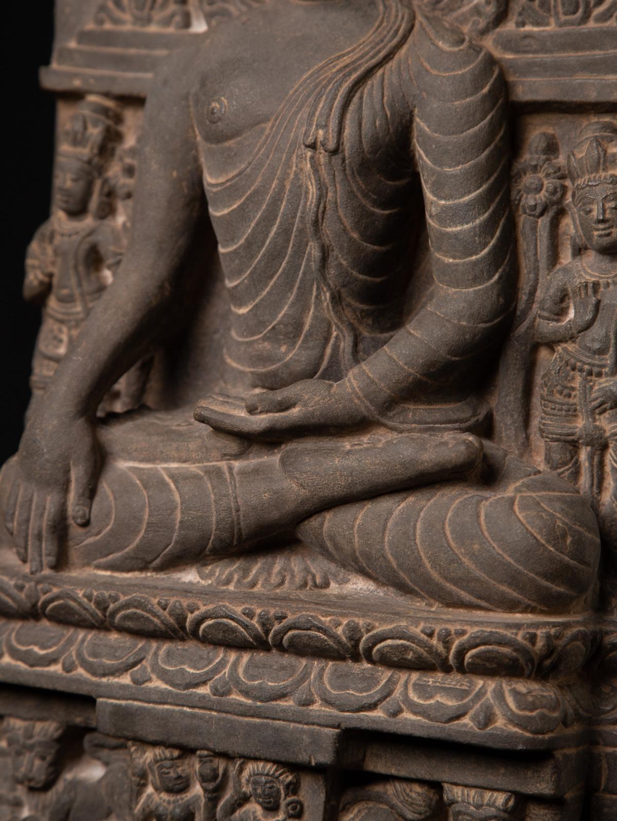 Early 20th century old Indian stone Buddha panel in Pala style  10
