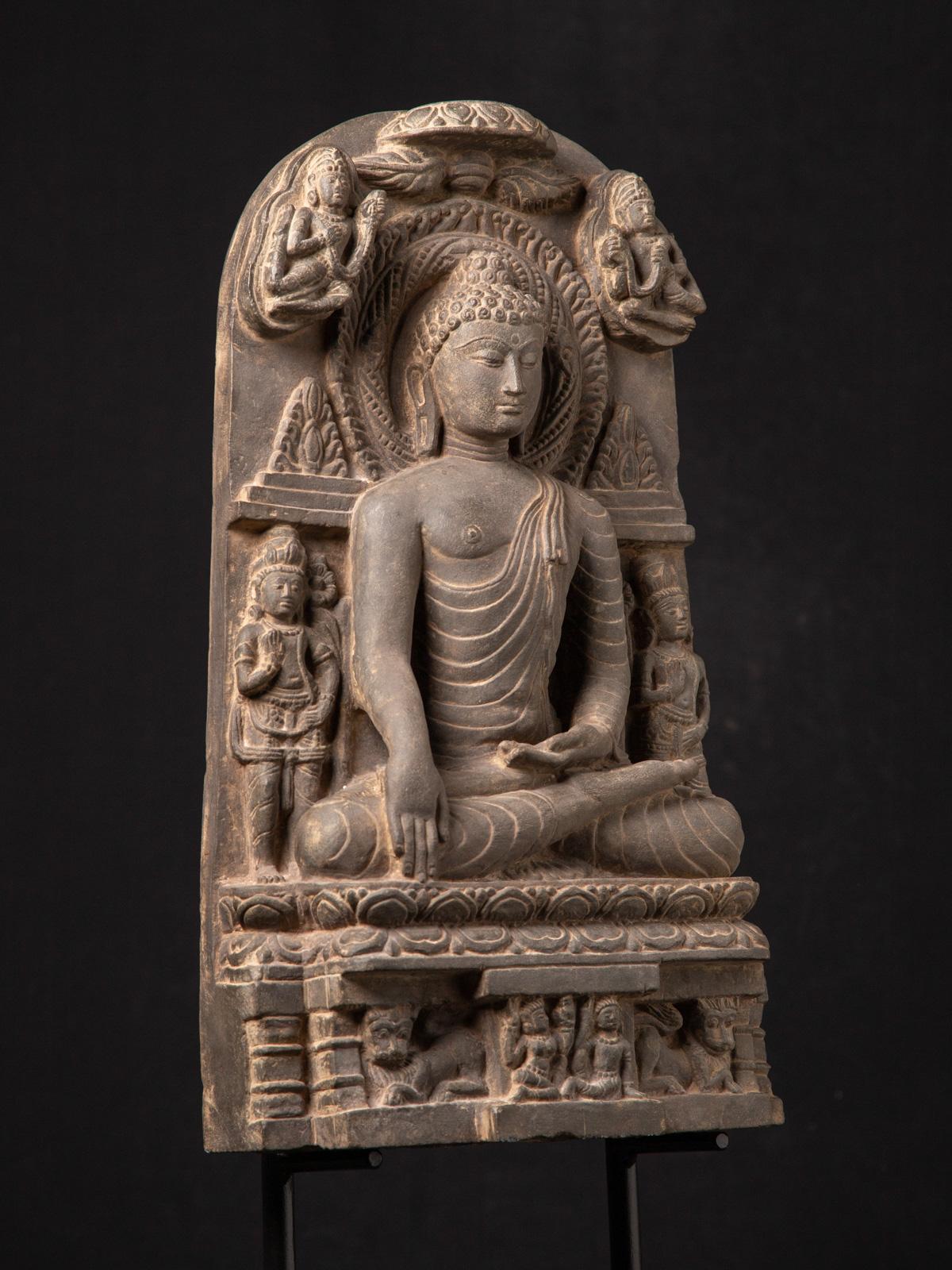 20th Century Early 20th century old Indian stone Buddha panel in Pala style 