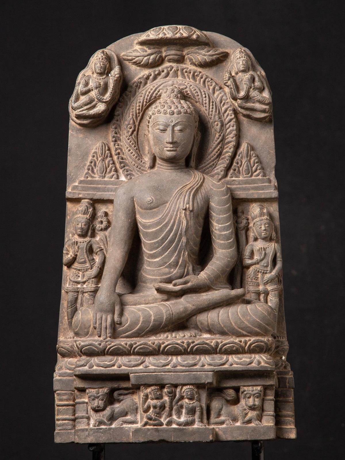 Buddha-Tafel aus altem indischem Stein im Pala-Stil des frühen 20. Jahrhunderts 2