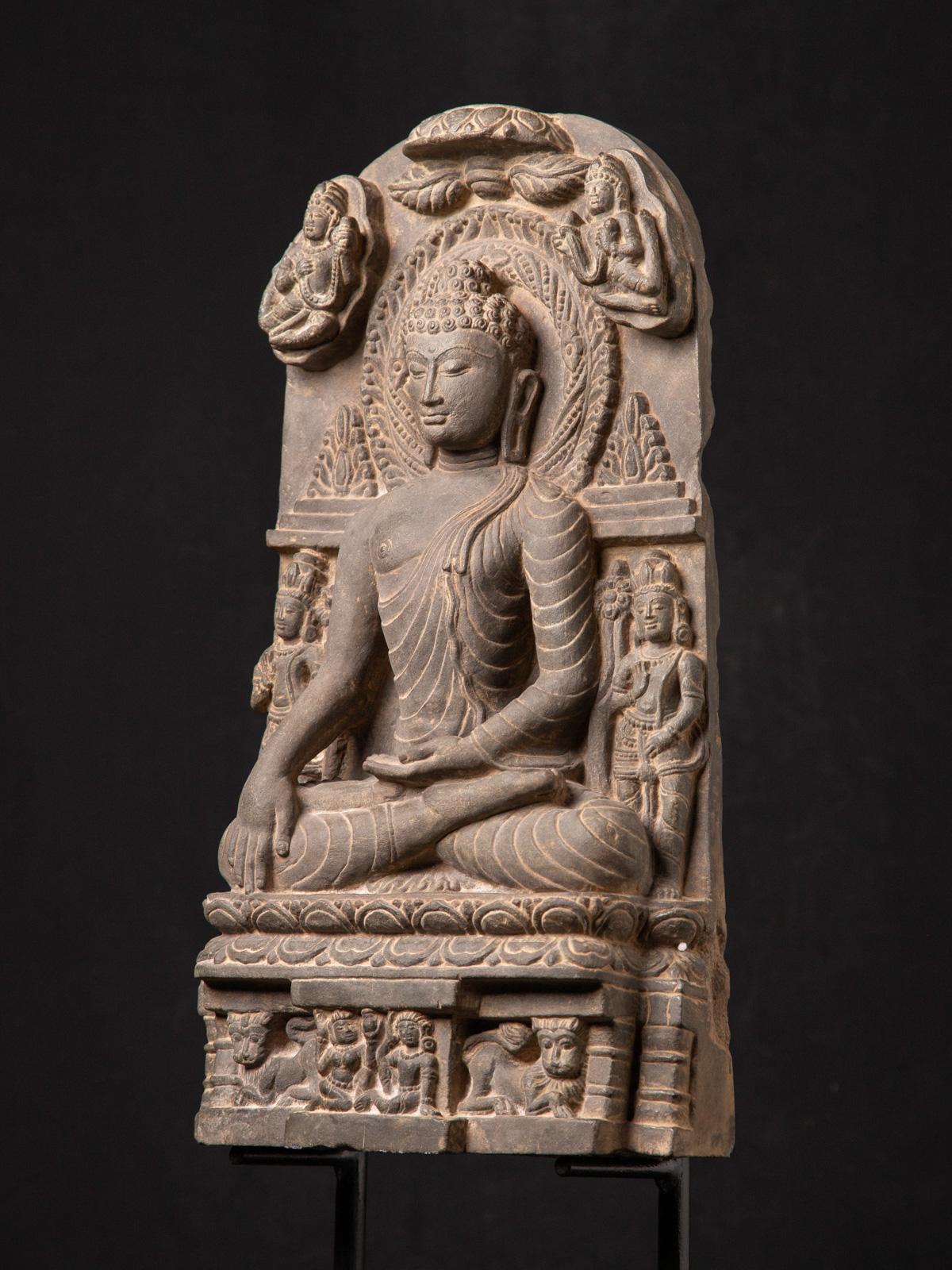 Early 20th century old Indian stone Buddha panel in Pala style  1