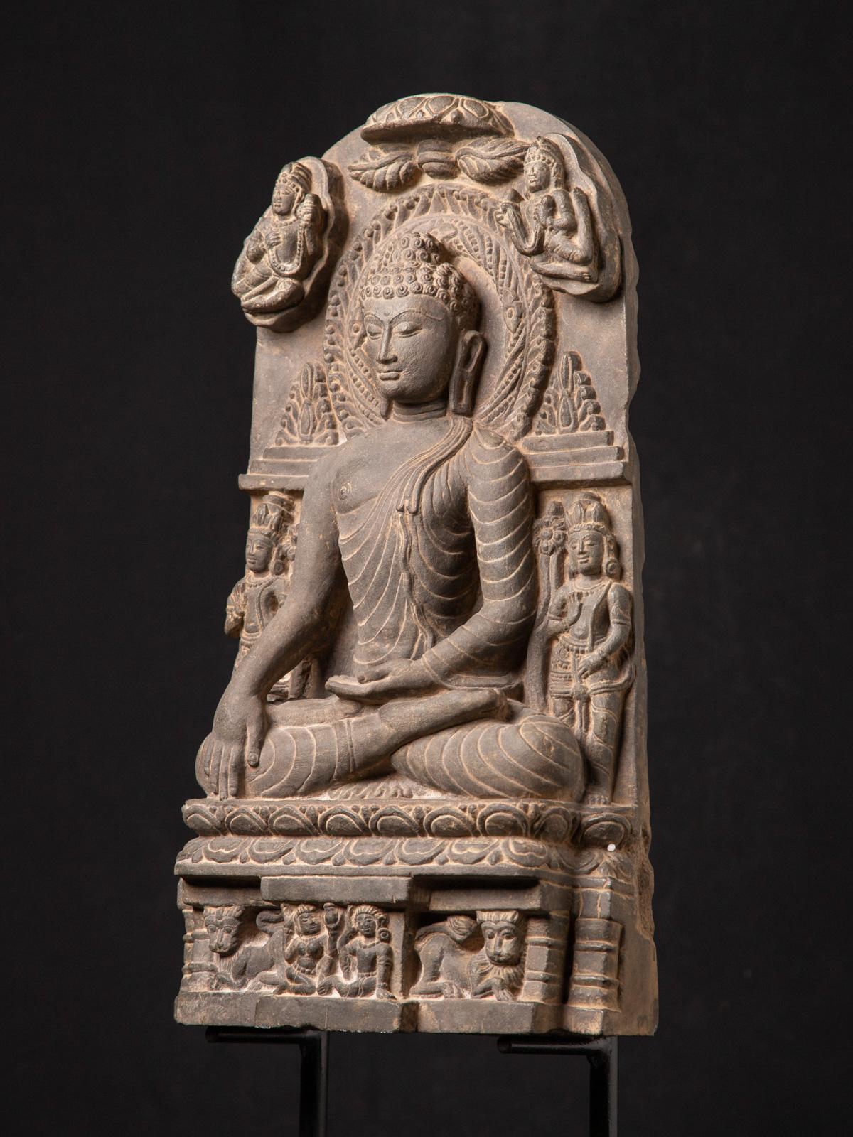 Buddha-Tafel aus altem indischem Stein im Pala-Stil des frühen 20. Jahrhunderts 3