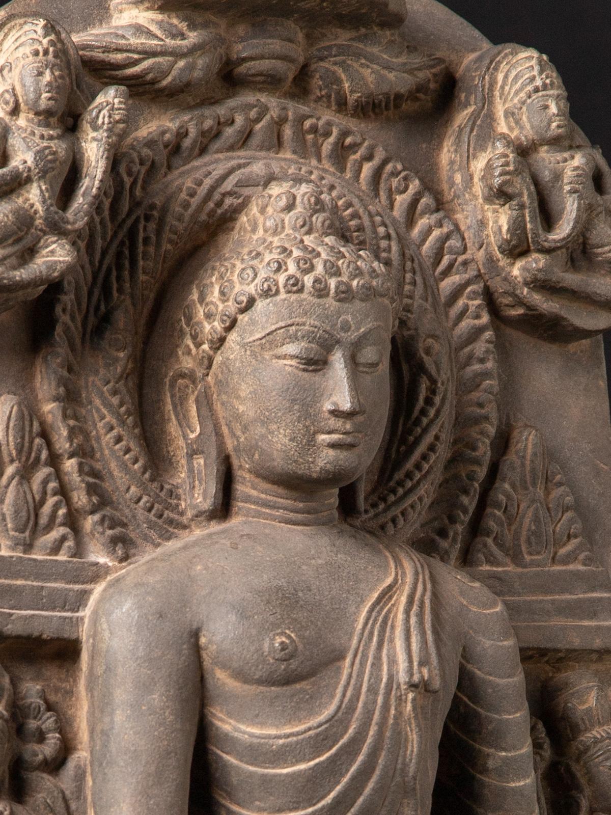 Early 20th century old Indian stone Buddha panel in Pala style  2