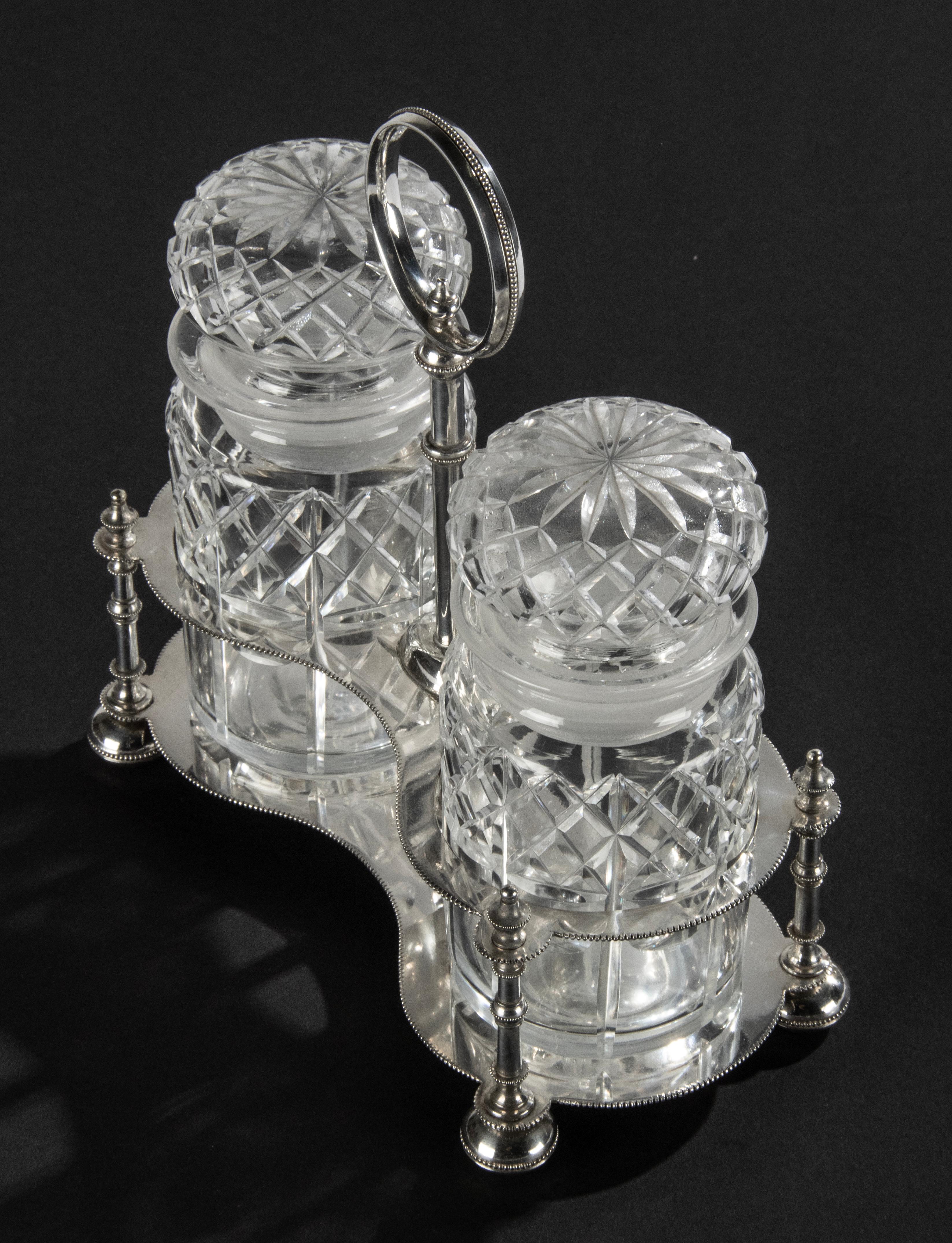 Early 20th Century Old Sheffield Plate and Crystal Serving Piece  For Sale 6