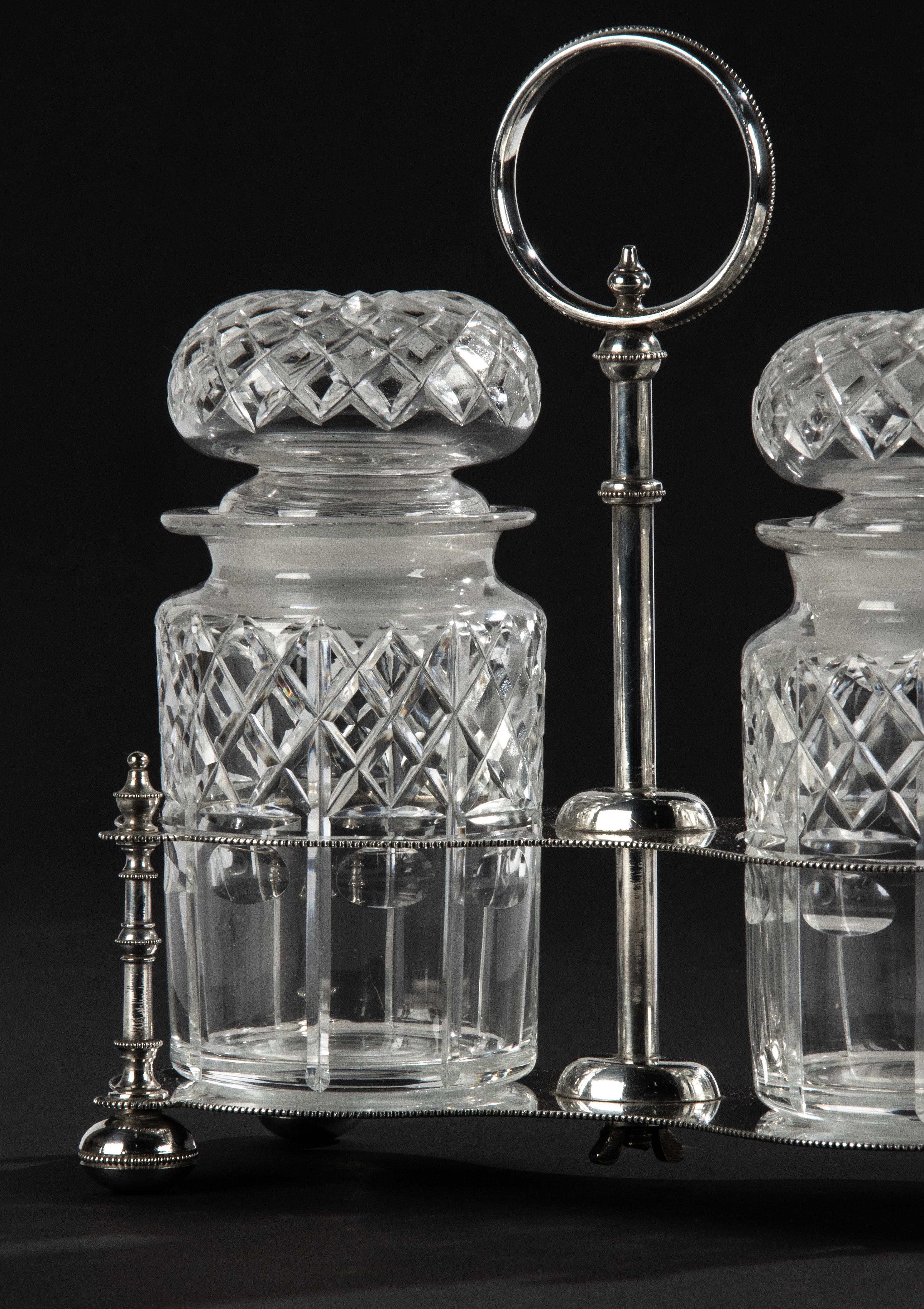 Pieza de servicio de cristal y plato antiguo de Sheffield de principios del siglo XX Victoriano en venta