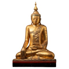 Principios del siglo XX Antigua estatua de Buda birmano de madera procedente de Birmania