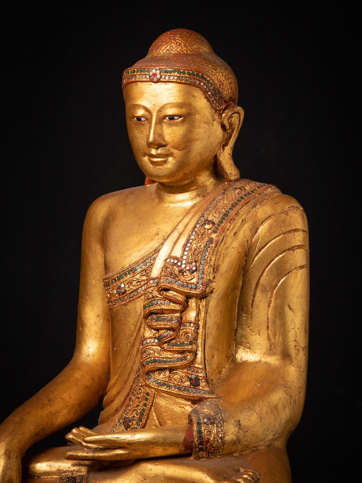 Bouddha birman Mandalay en bois du début du 20e siècle de Bhumisparsha Mudra en vente 3