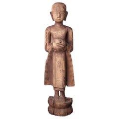 Early 20th century Old wooden Burmese Monk from Burma