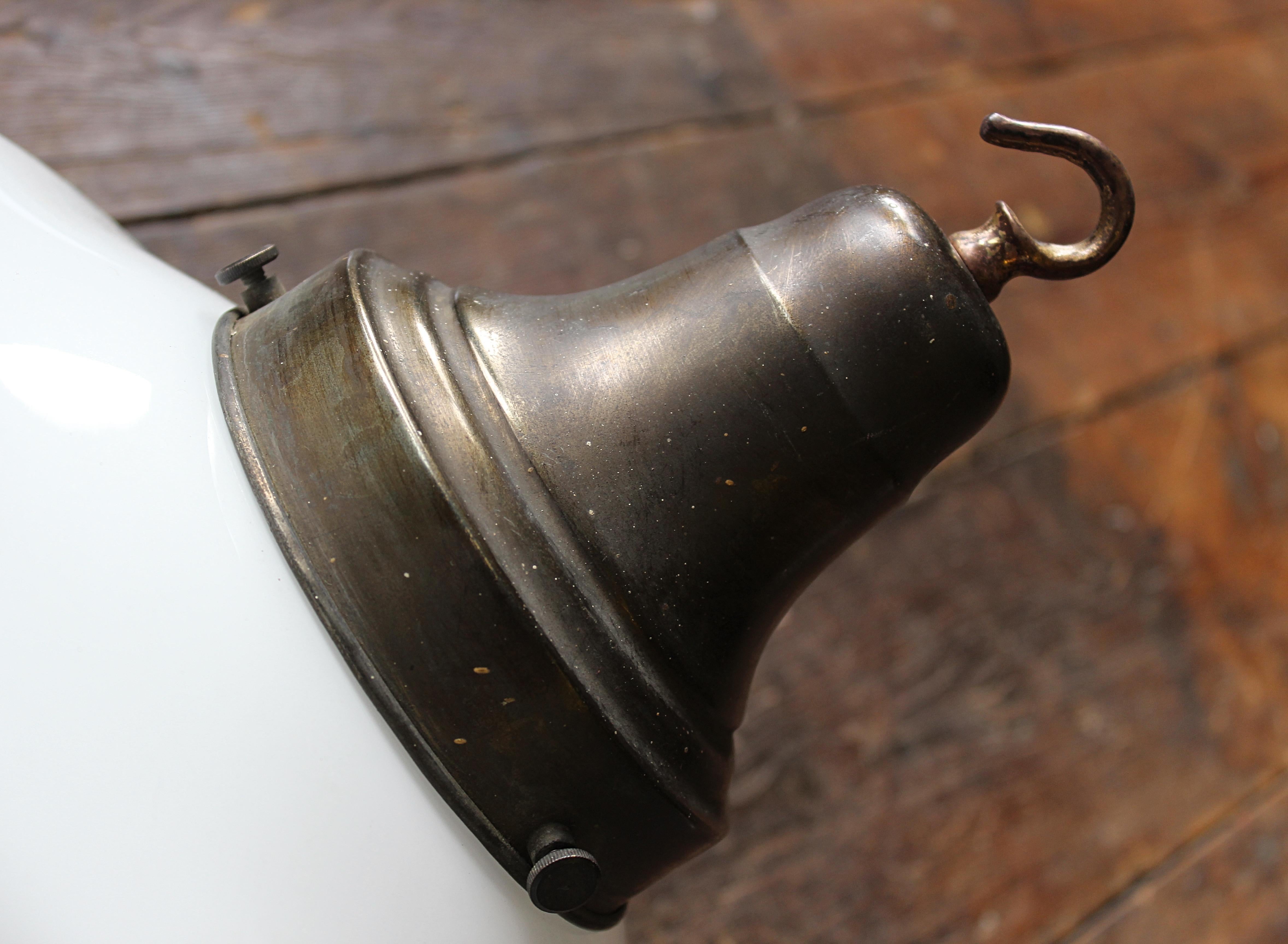 Copper Early 20th Century Opaline Brass Pendant Light Chandelier  For Sale