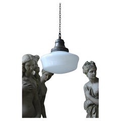 Early 20th Century Opaline Copper Pendant Light Chandelier