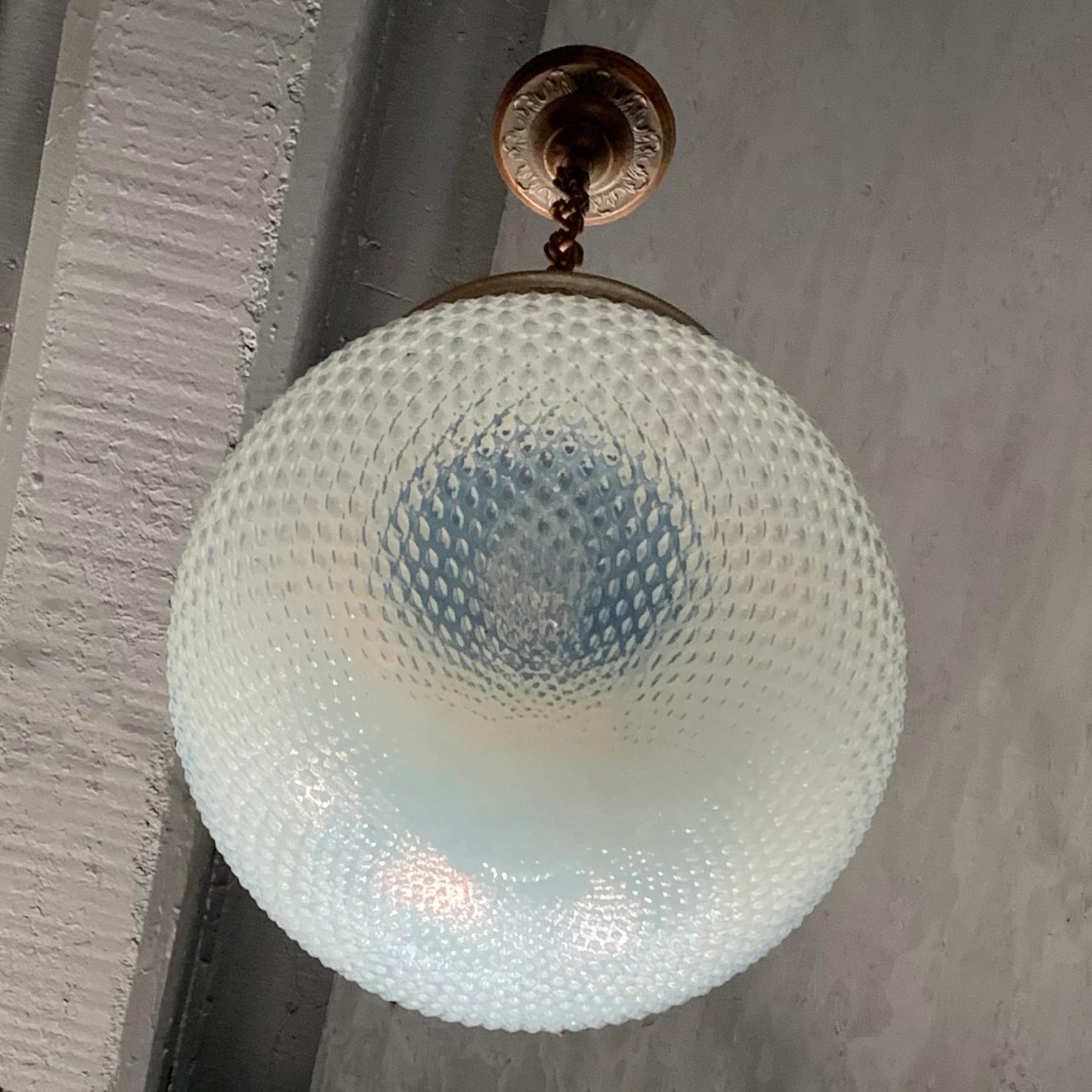American Early 20th Century Opaline Glass Globe Library Pendant Light