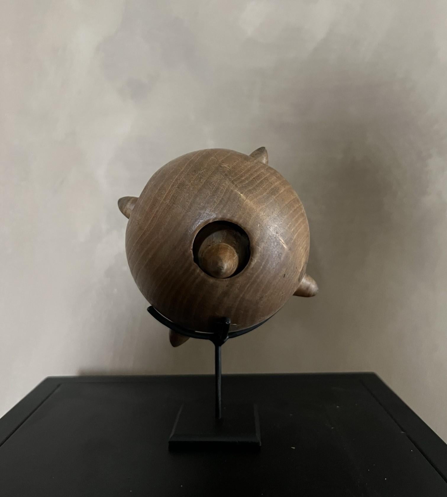 Maple Early 20th Century, Open Turned Wooden Sphere Canton Ball For Sale