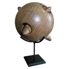 Antique Early 20th Century, Open Turned Wooden Sphere Canton Ball