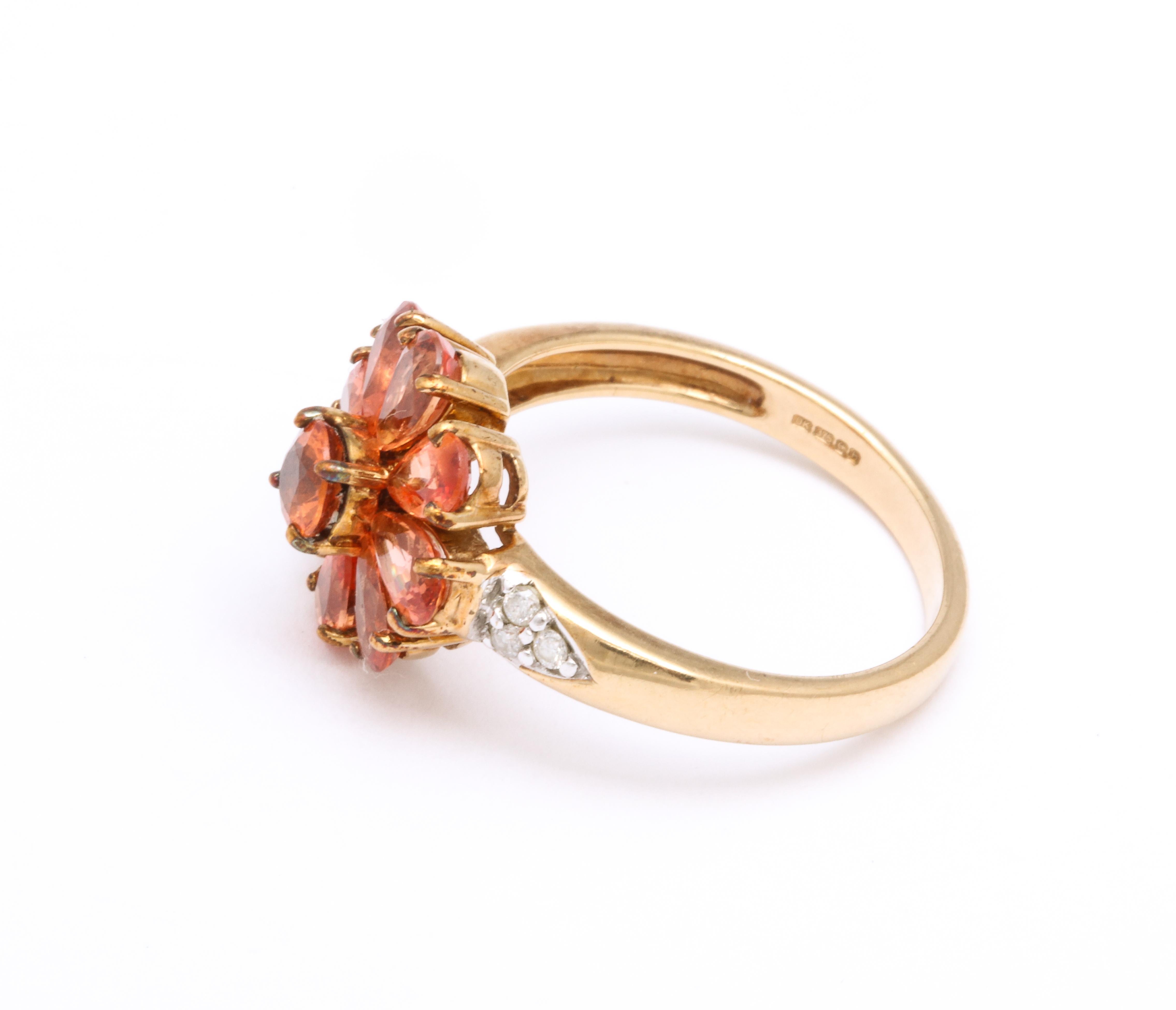 Women's or Men's Early 20th Century Orange Sapphire Daisyl Ring