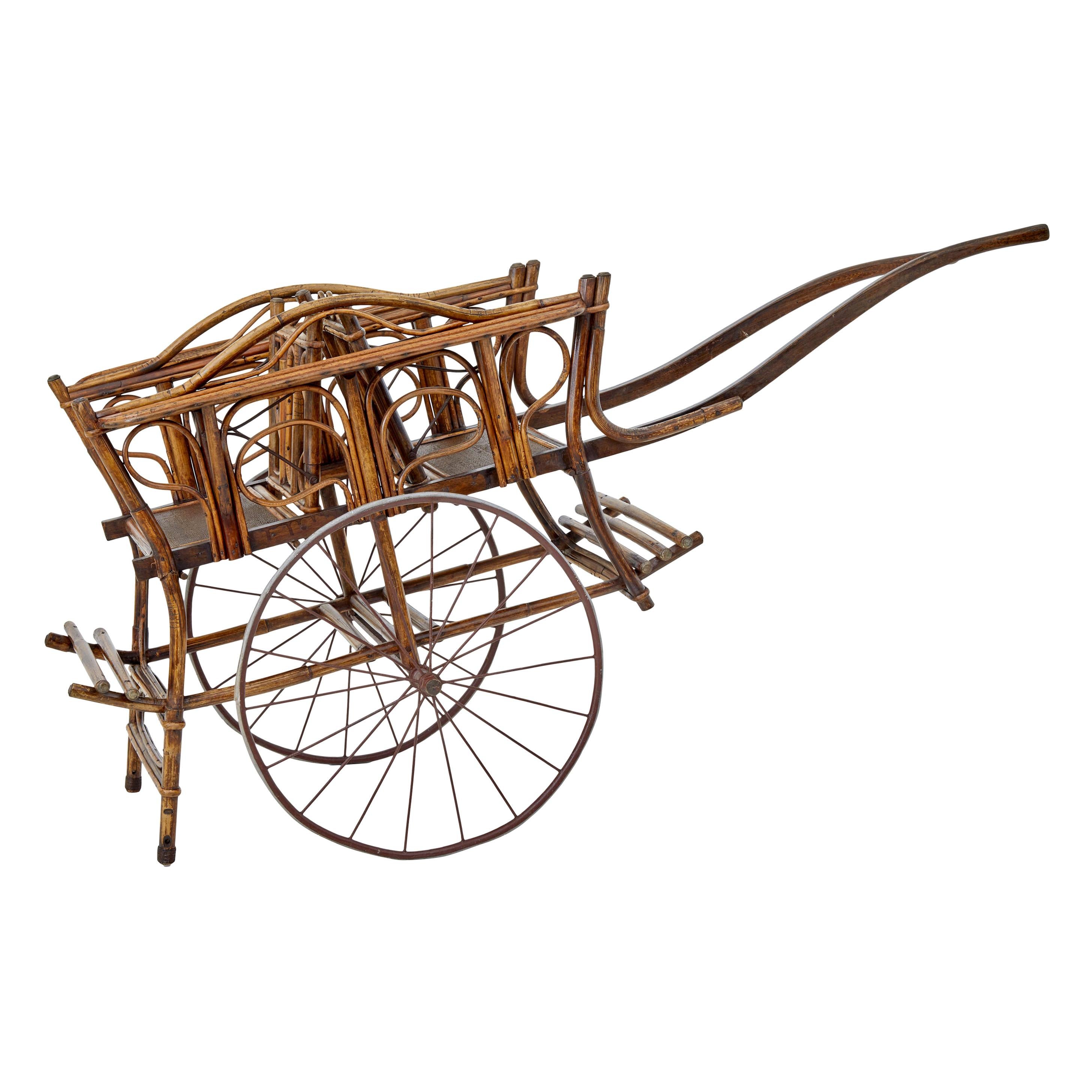 Early 20th Century Oriental Bamboo 2-Seat Child Carriage