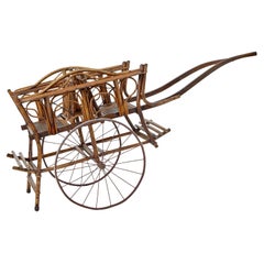 Early 20th Century Oriental Bamboo 2 Seat Child Carriage