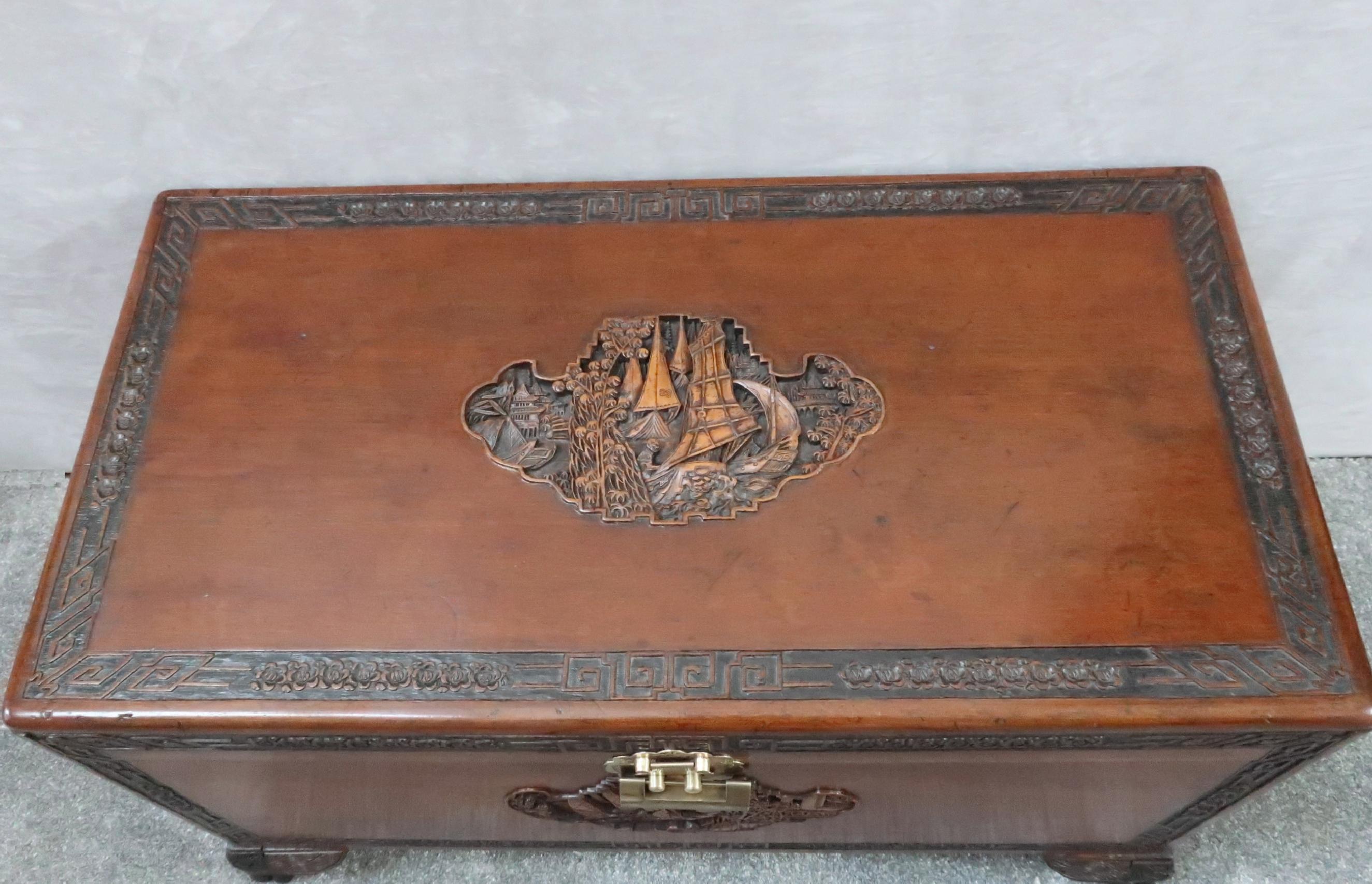 Chinese Export Early 20th Century Oriental Camphor Wood and Teak Chest
