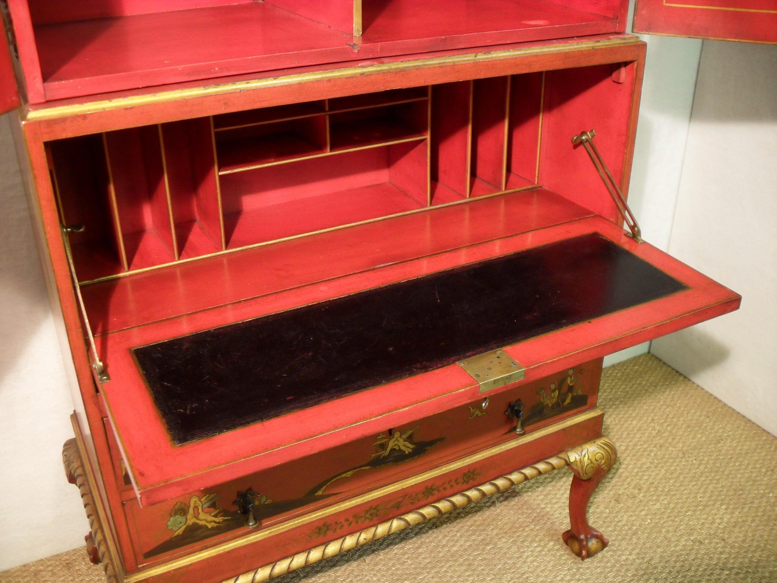 Early 20th Century Oriental Chinoiserie Writing Cabinet on Stand 5