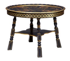 Early 20th Century Oriental Decorated Black Lacquer Low Table