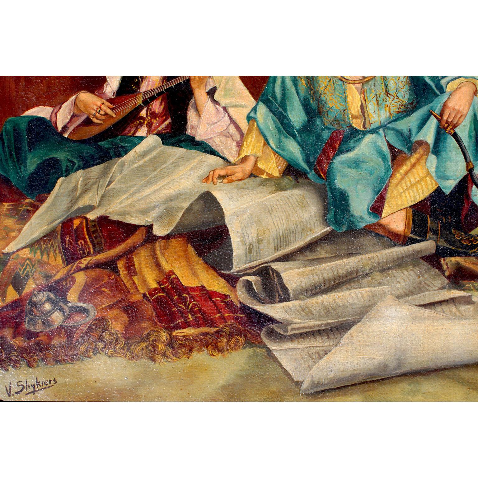 Gesso Huile sur toile orientaliste du début du 20e siècle intitulée « Le favori du maître » en vente