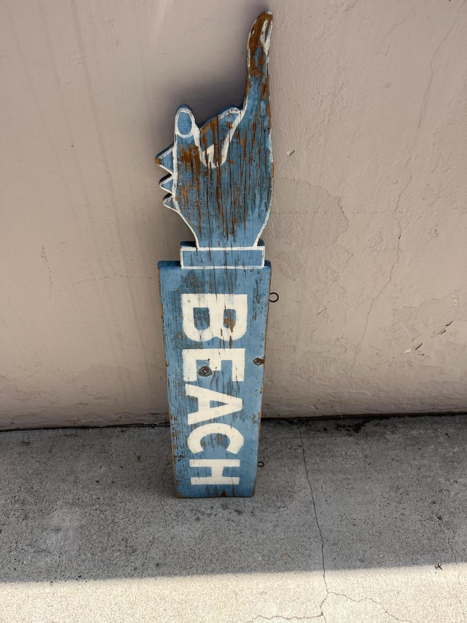 Adirondack Début du 20e siècle Original  Panneau de plage peint en bleu en vente