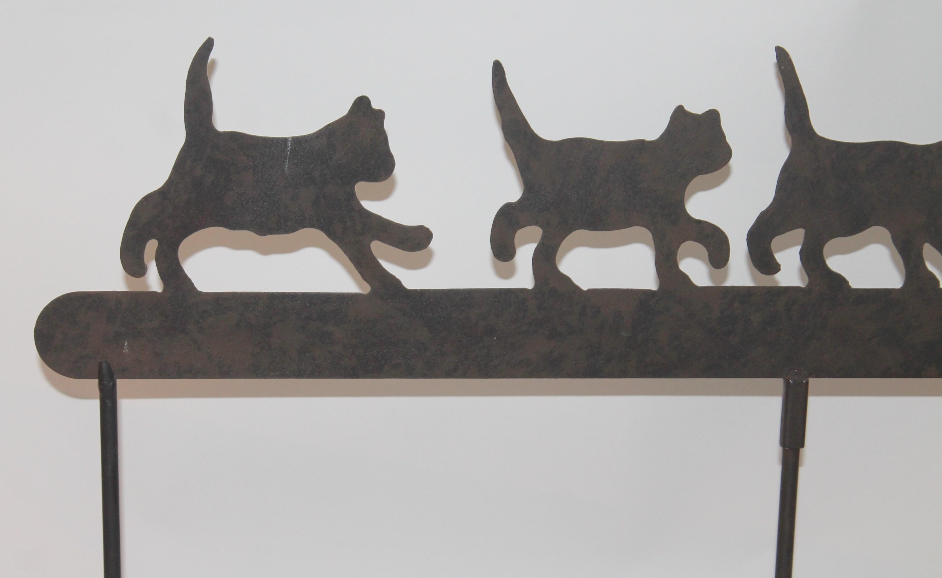 Country Early 20th Century Original Painted Folky Cats Weather Vane